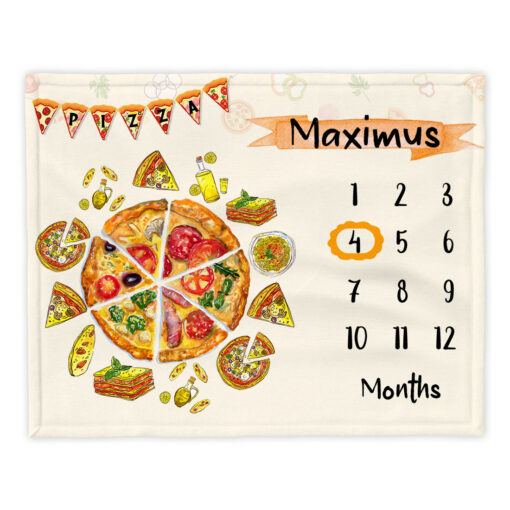 Colorful Pizza Pattern Baby Milestone Blanket