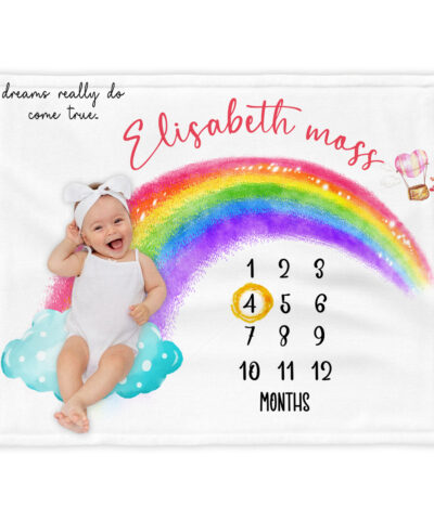 Colorful Rainbow Monthly Growth Blanket For Baby