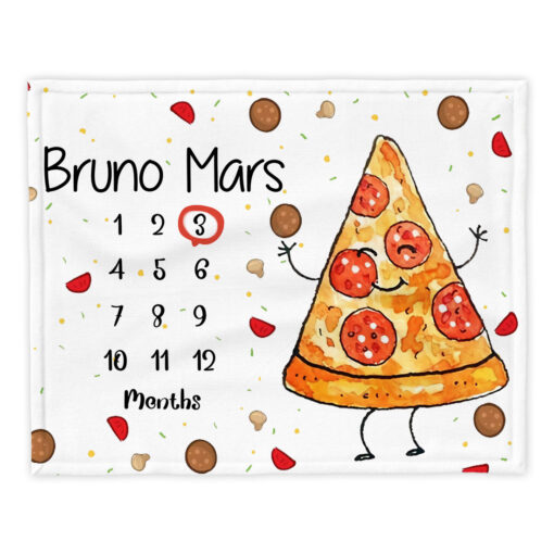 Funny Pizza Pattern Milestone Blanket For Baby