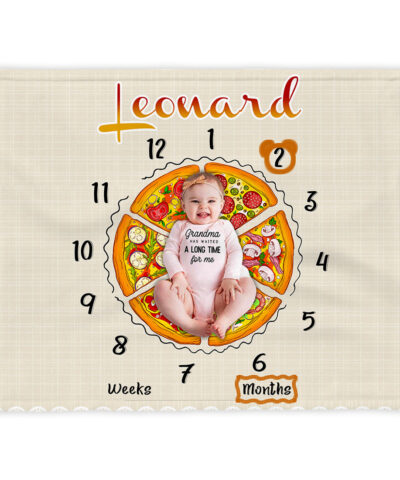 Newborn Pizza Milestone Blanket For Boy And Girl