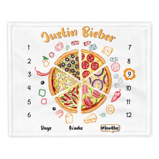 While Pizza Monthly Growth Blanket For Children