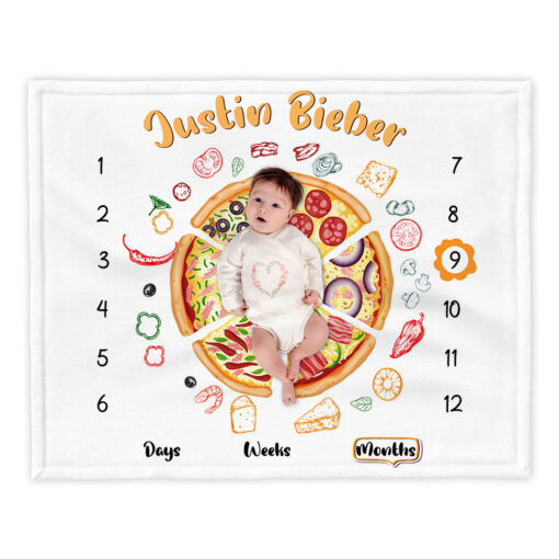 While Pizza Monthly Growth Blanket For Children